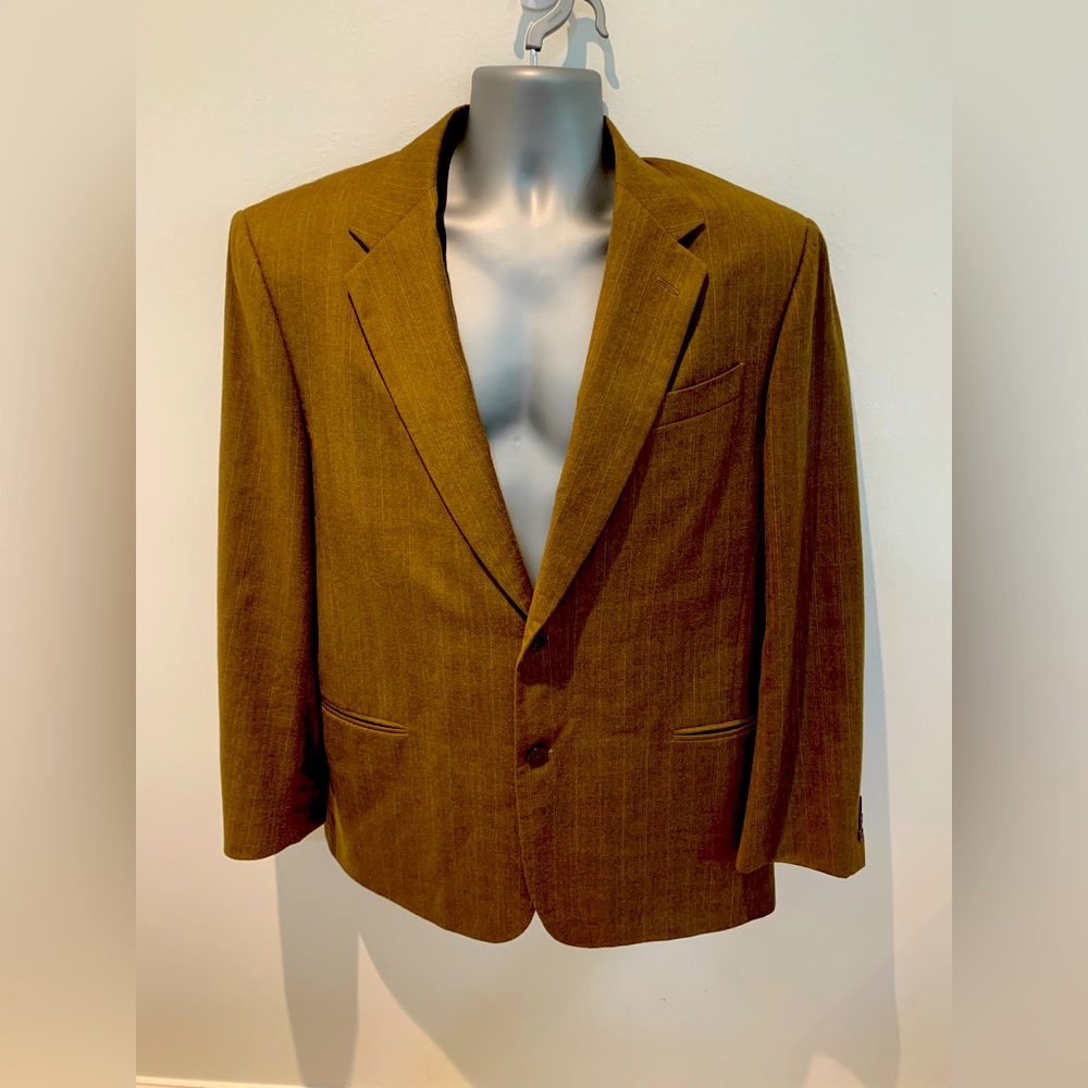 Vintage Donna Karen Men's 100% Wool 44R Classic Italian Suit Jacket Brown‎